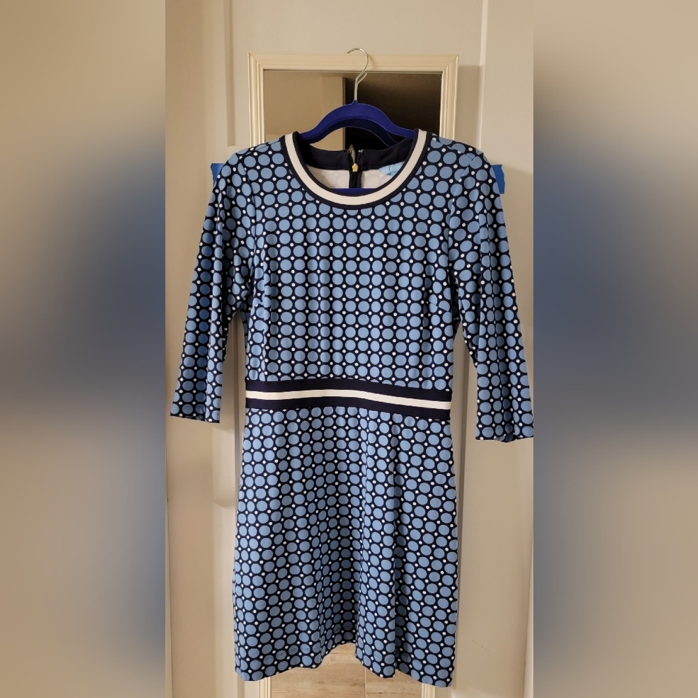 Draper James Persley Ponte Dress* - Nassau Navy Multi Mixed Dots / M